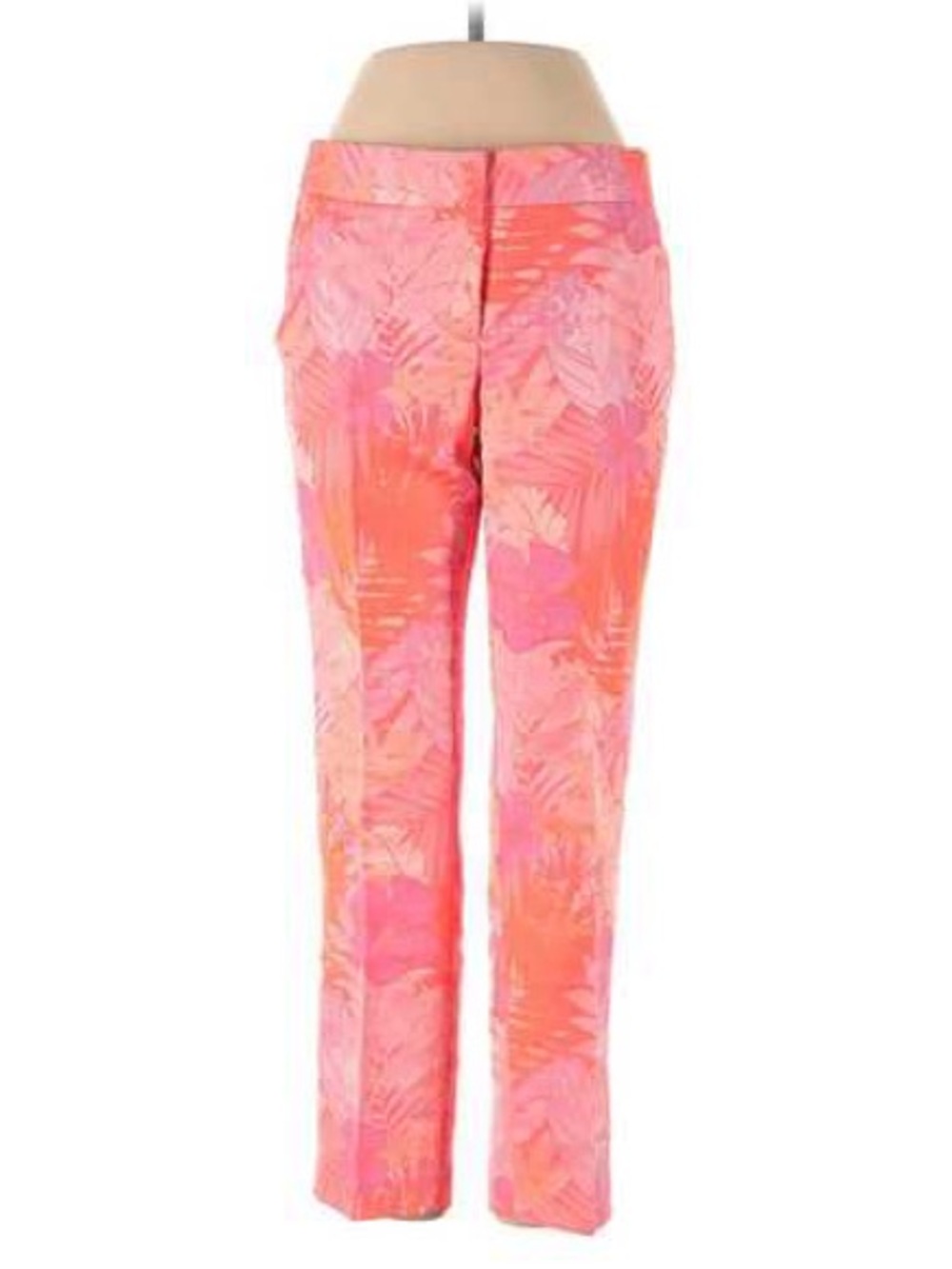 J Crew Pink Jacquard Bright Coral Floral Trouser